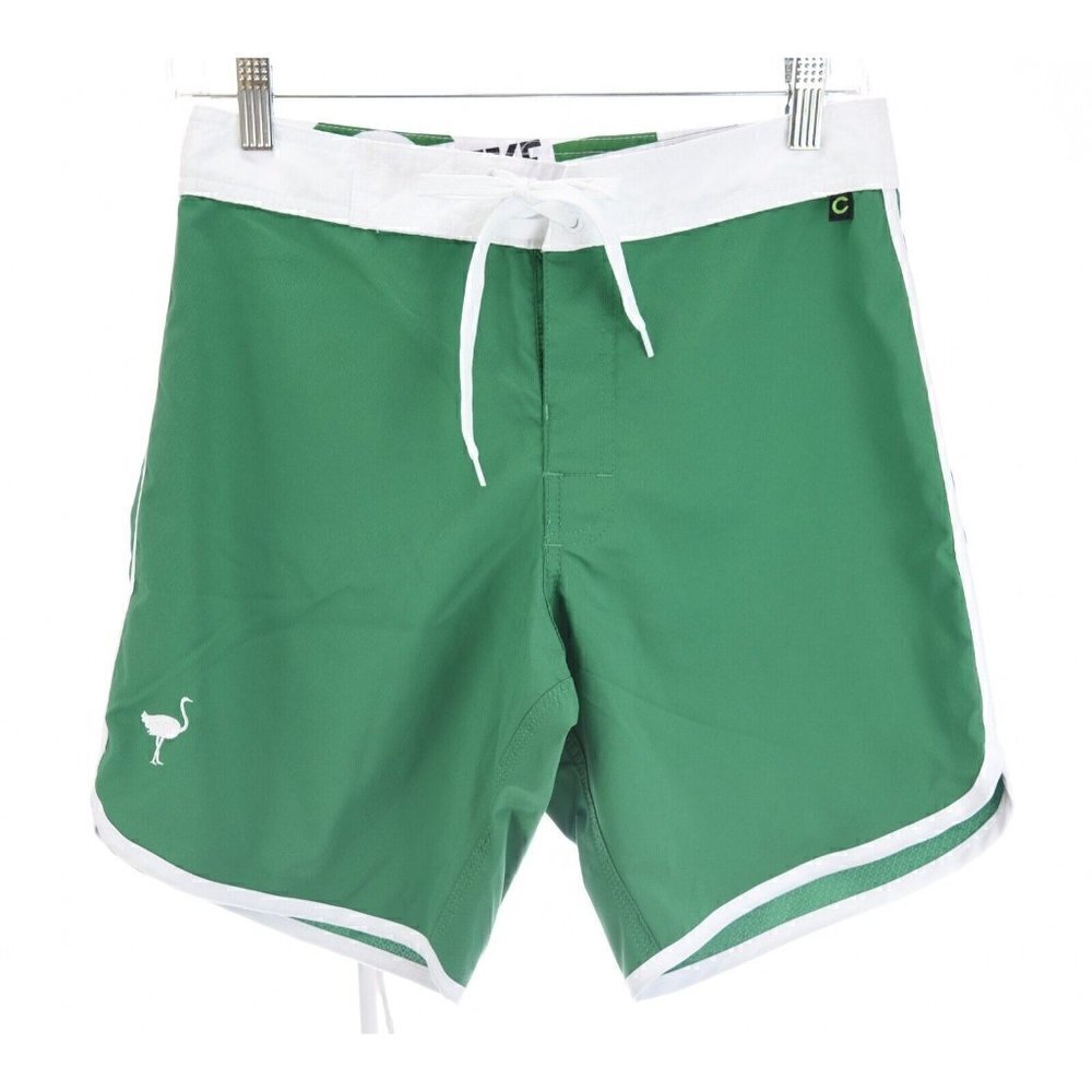 The Chive Green White "Keep Calm and Chive On" Swim Trunk Board Shorts Men Sz 28